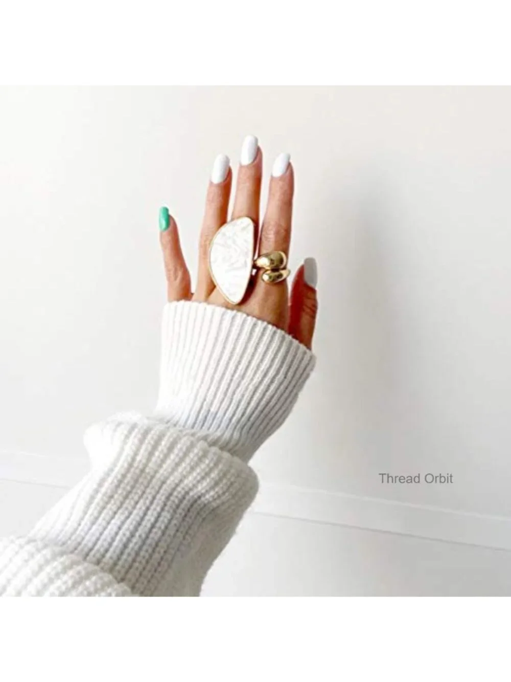 14k Gold Plated Chunky Teardrop Adjustable Open Ring Statement Jewelry